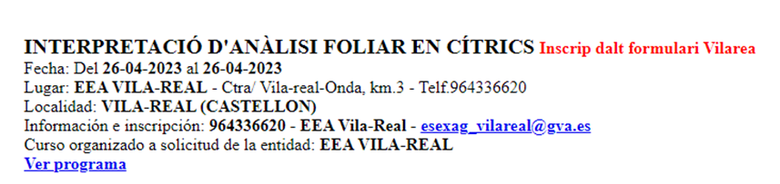 INTERPRETACIÓ D'ANÀLISI FOLIAR EN CÍTRICS 